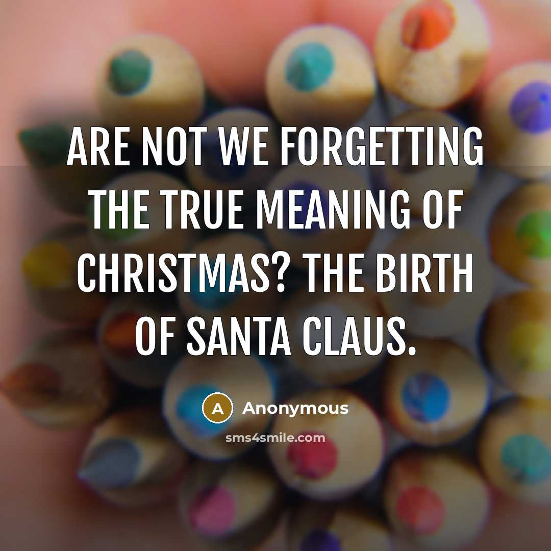 “Are not we forgetting the true meaning of Christmas? The birth of Santa Claus.” quote by Anonymous