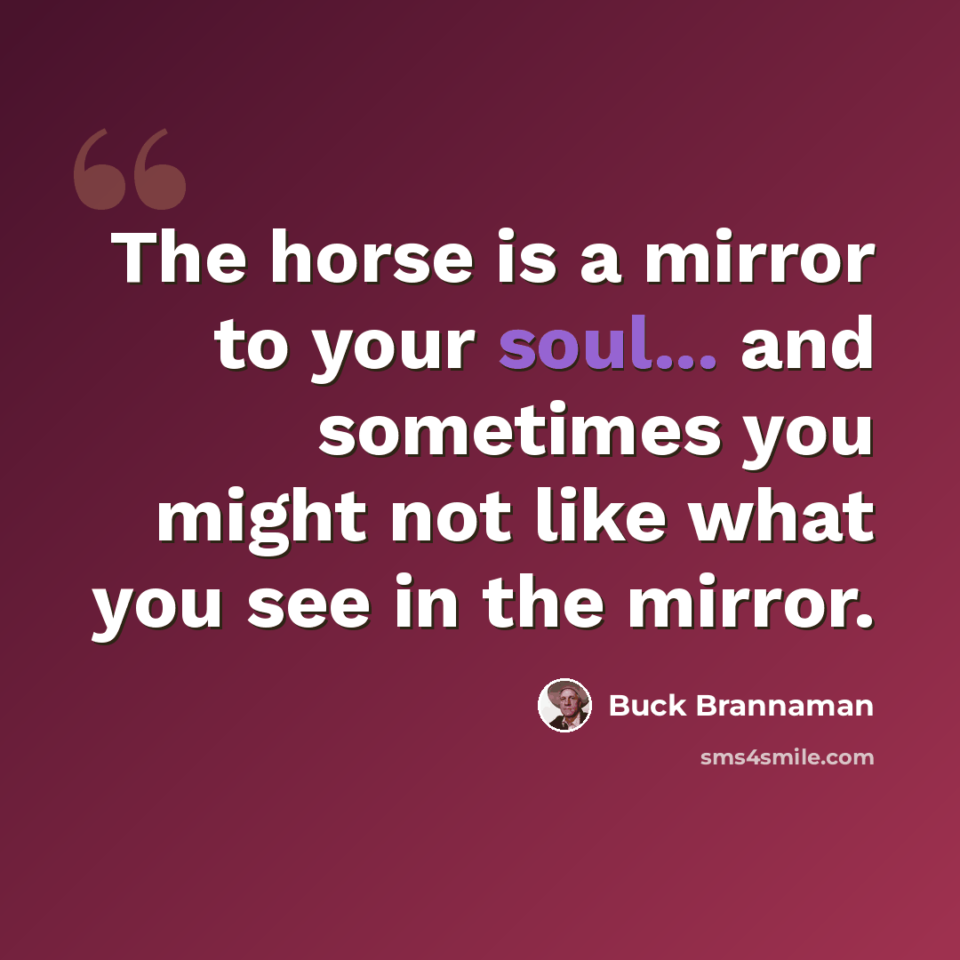 “The horse is a mirror to your soul... and sometimes you might not like what you see in the mirror.” quote by Buck Brannaman