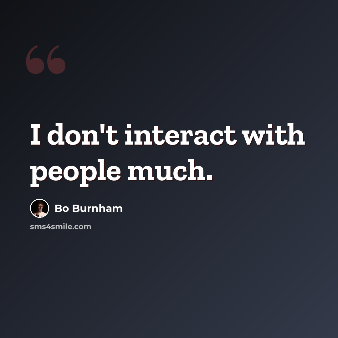 “I don't interact with people much.” quote by Bo Burnham
