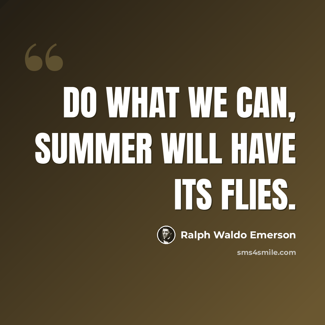 “Do what we can, summer will have its flies.” quote by Ralph Waldo Emerson