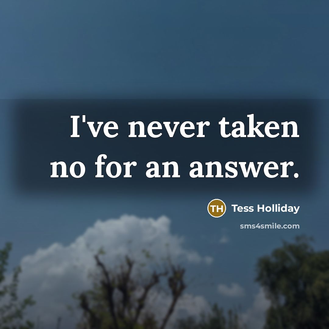 “I've never taken no for an answer.” quote by Tess Holliday