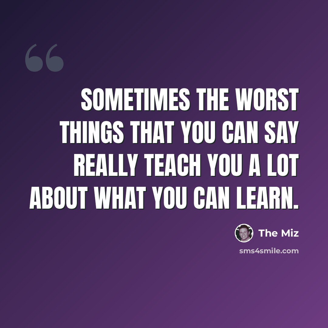 “Sometimes the worst things that you can say really teach you a lot about what you can learn.” quote by The Miz