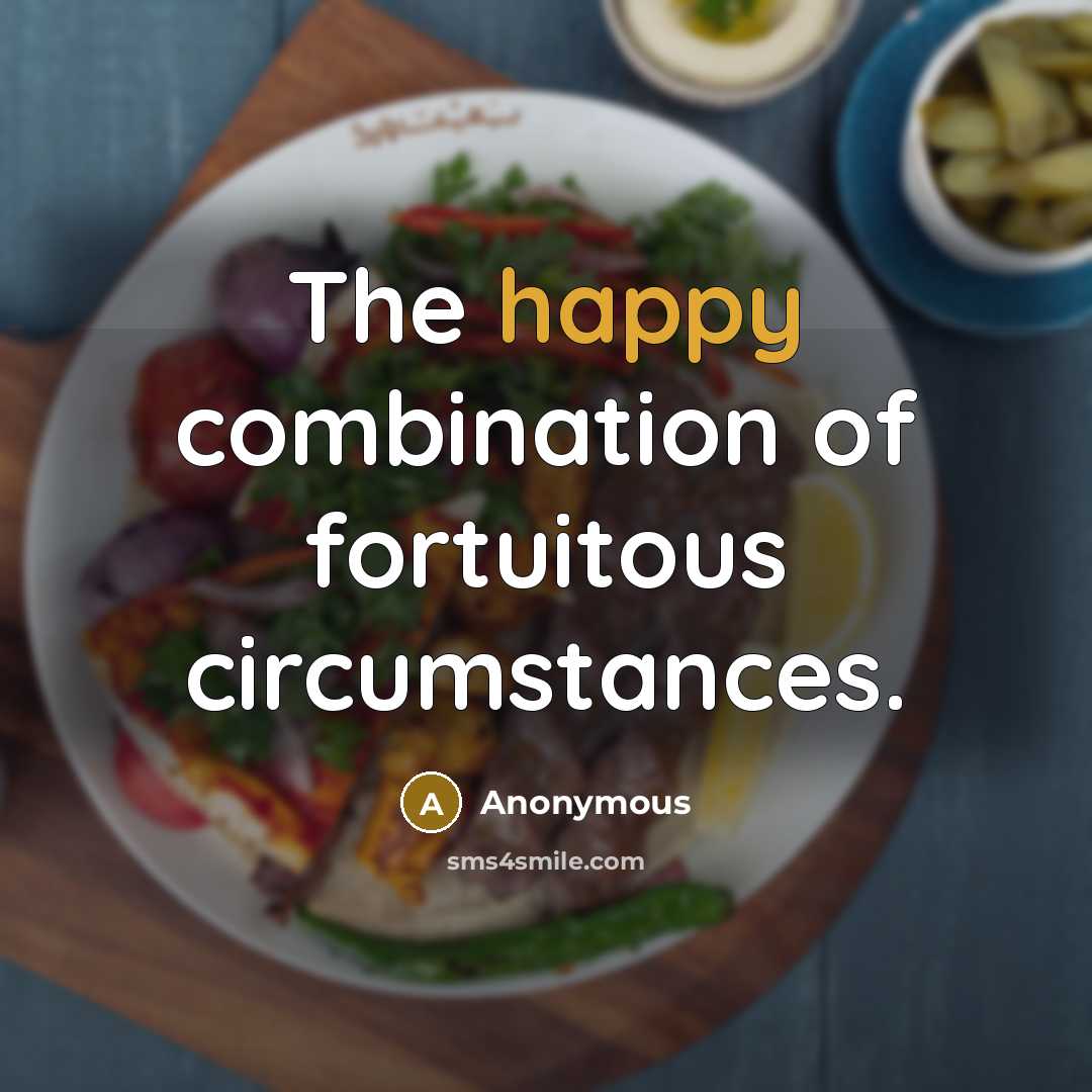 “The happy combination of fortuitous circumstances.” quote by Anonymous