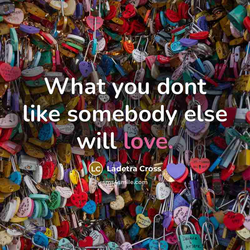 “What you dont like somebody else will love.” quote by Ladetra Cross