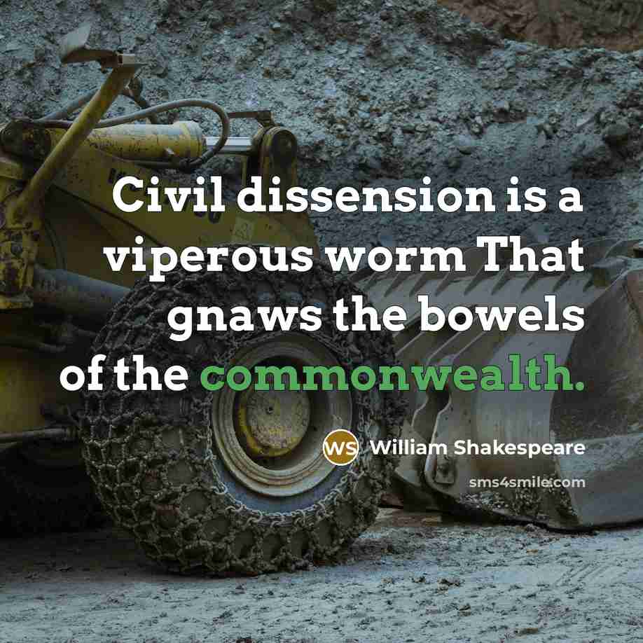 “Civil dissension is a viperous worm That gnaws the bowels of the commonwealth.” quote by William Shakespeare