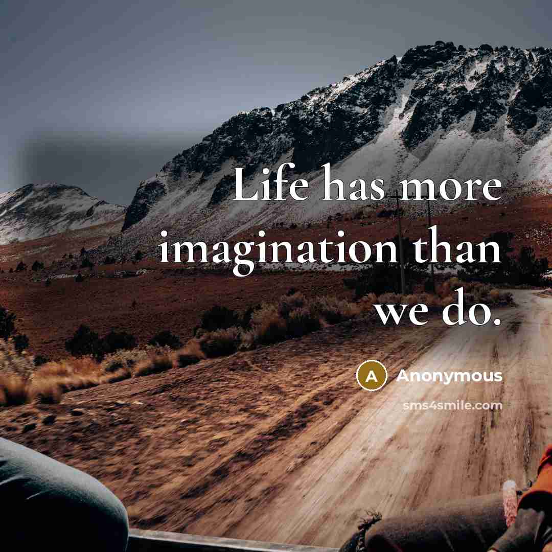 “Life has more imagination than we do.” quote by Anonymous
