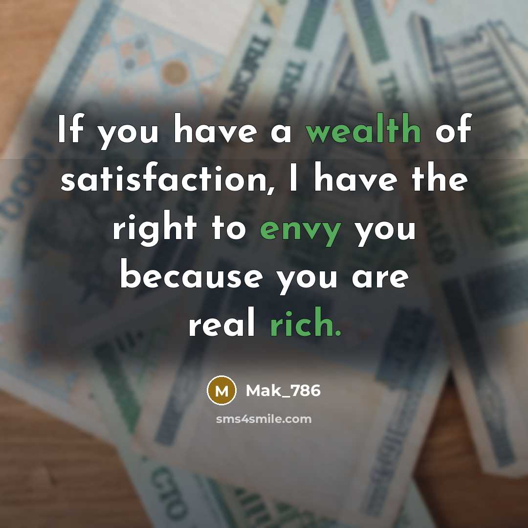 “If you have a wealth of satisfaction, I have the right to envy you because you are real rich.” quote by Mak_786