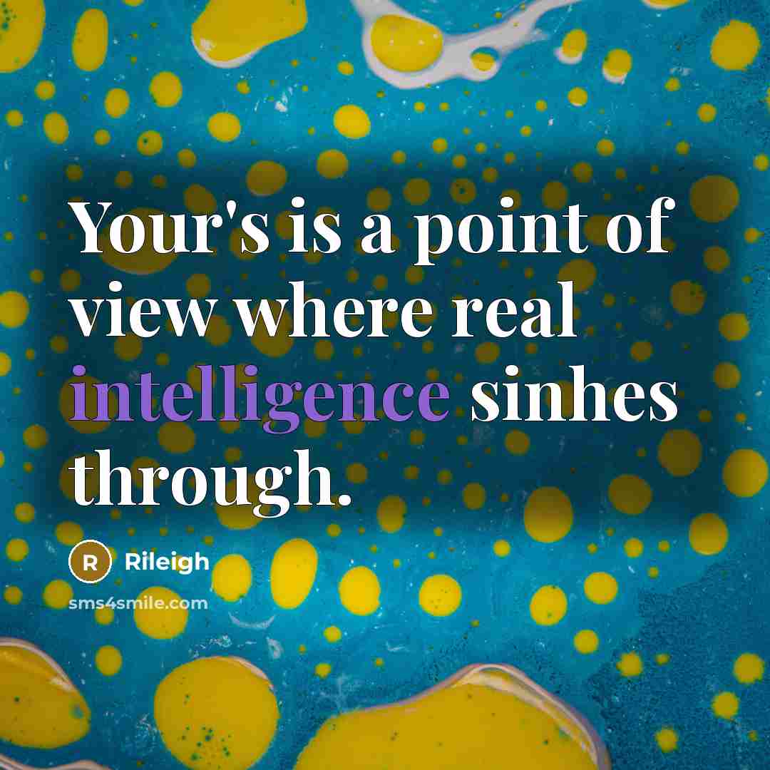 “Your's is a point of view where real intelligence sinhes through.” quote by Rileigh