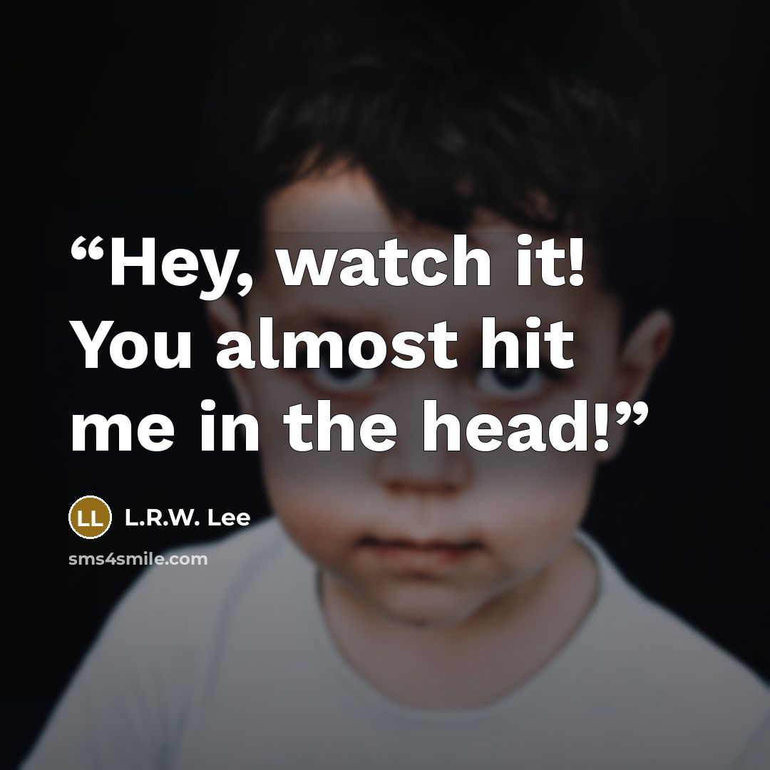 “Hey, watch it! You almost hit me in the head!” quote by L.R.W. Lee