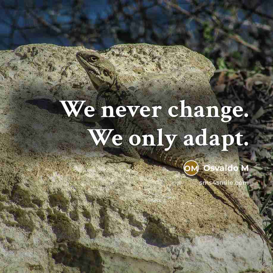 “We never change. We only adapt.” quote by Osvaldo M