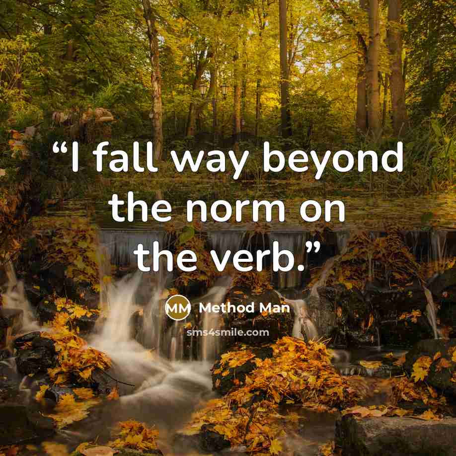 “I fall way beyond the norm on the verb.” quote by Method Man