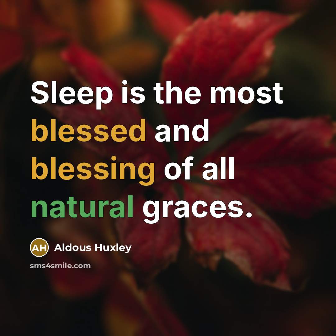 “Sleep is the most blessed and blessing of all natural graces.” quote by Aldous Huxley