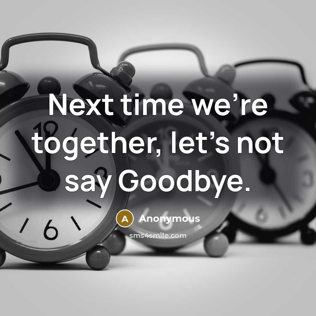 “Next time we're together, let's not say Goodbye.” quote by Anonymous