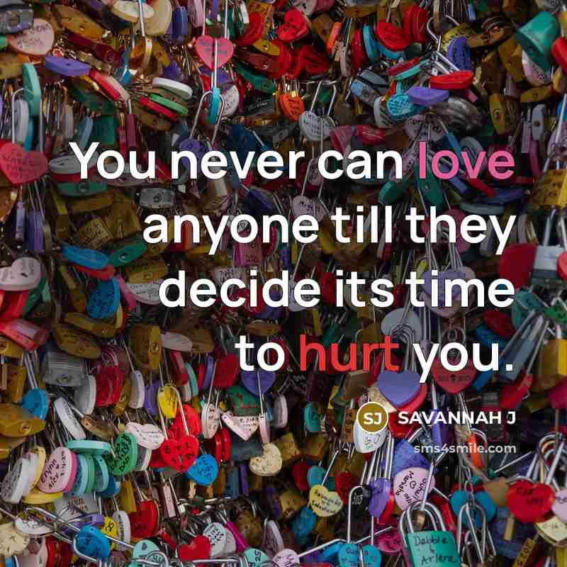 “You never can love anyone till they decide its time to hurt you.” quote by Savannah J