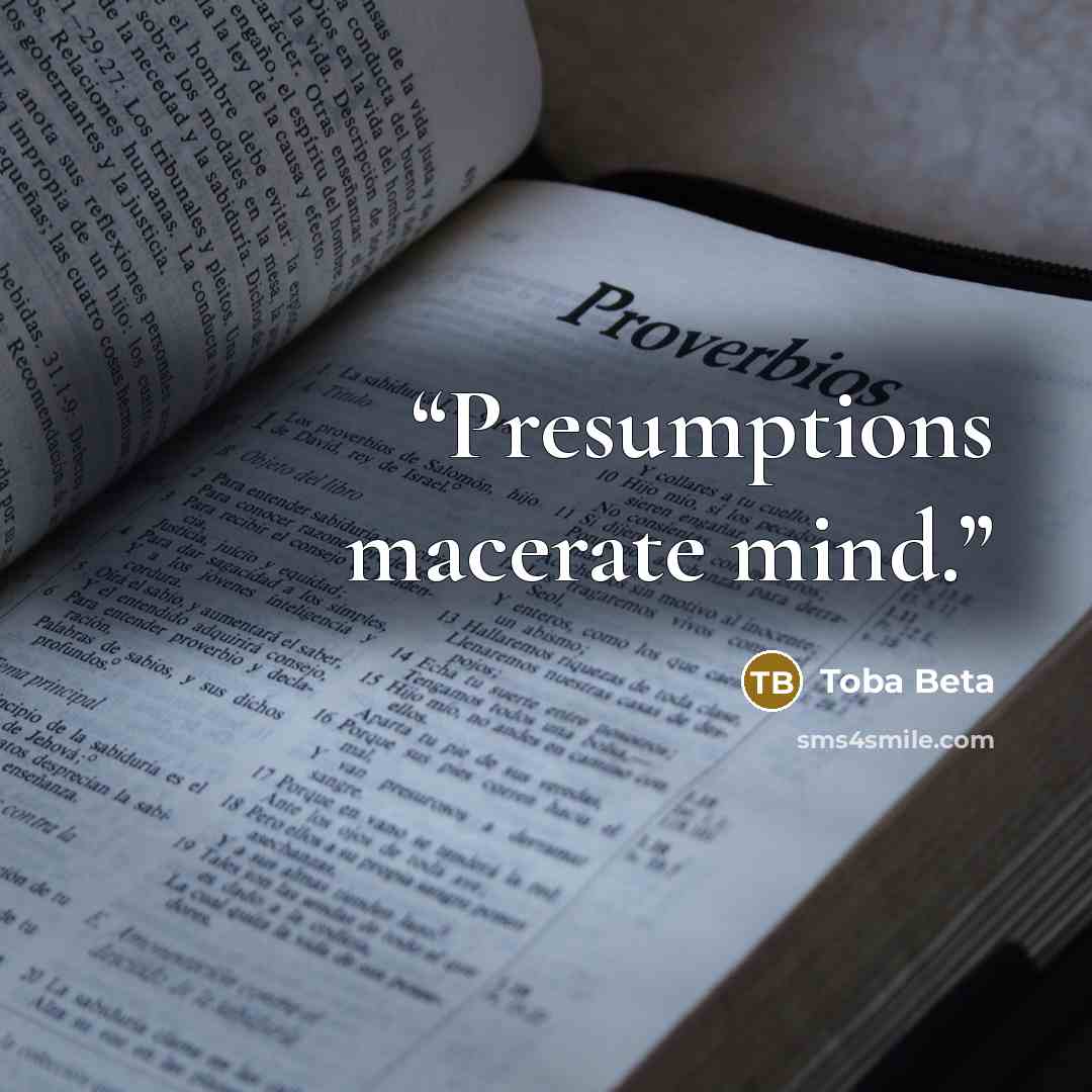 “Presumptions macerate mind.” quote by Toba Beta