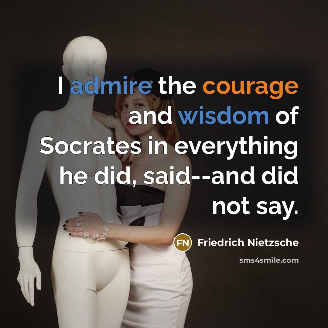 “I admire the courage and wisdom of Socrates in everything he did, said--and did not say.” quote by Friedrich Nietzsche