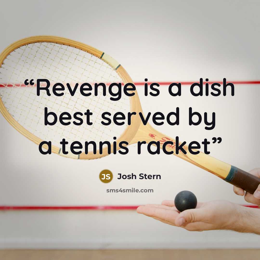“Revenge is a dish best served by a tennis racket” quote by Josh Stern