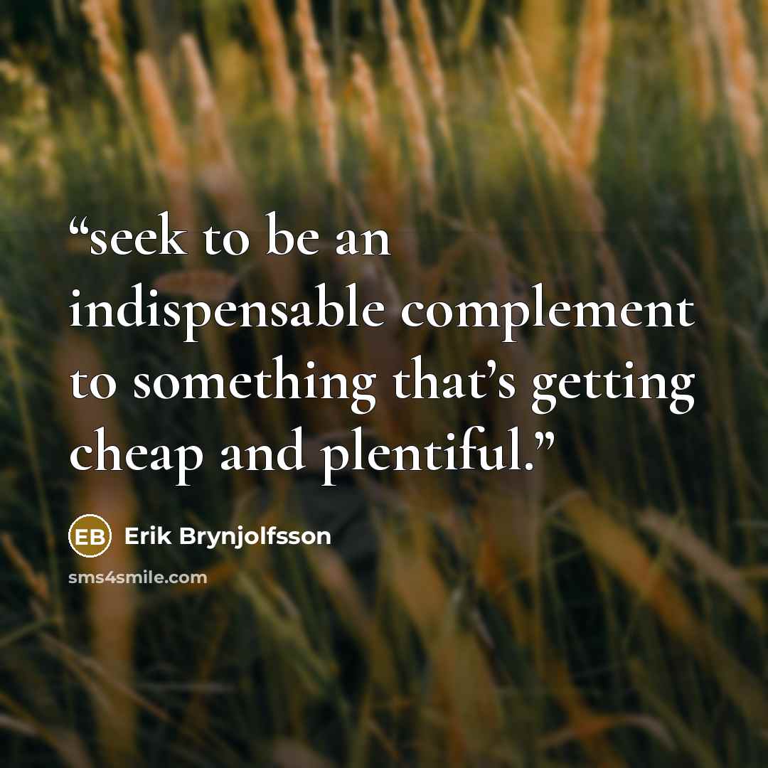 “seek to be an indispensable complement to something that’s getting cheap and plentiful.” quote by Erik Brynjolfsson