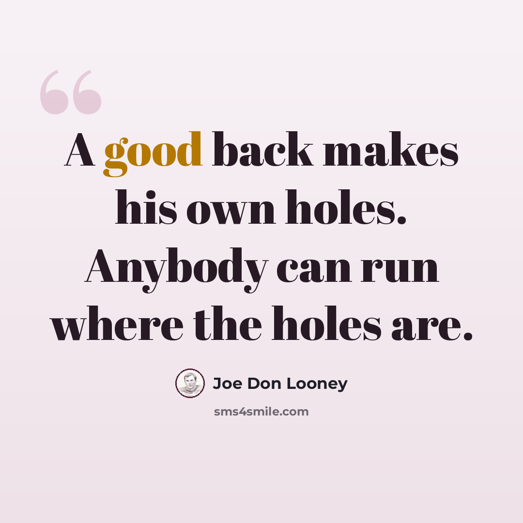 “A good back makes his own holes. Anybody can run where the holes are.” quote by Joe Don Looney