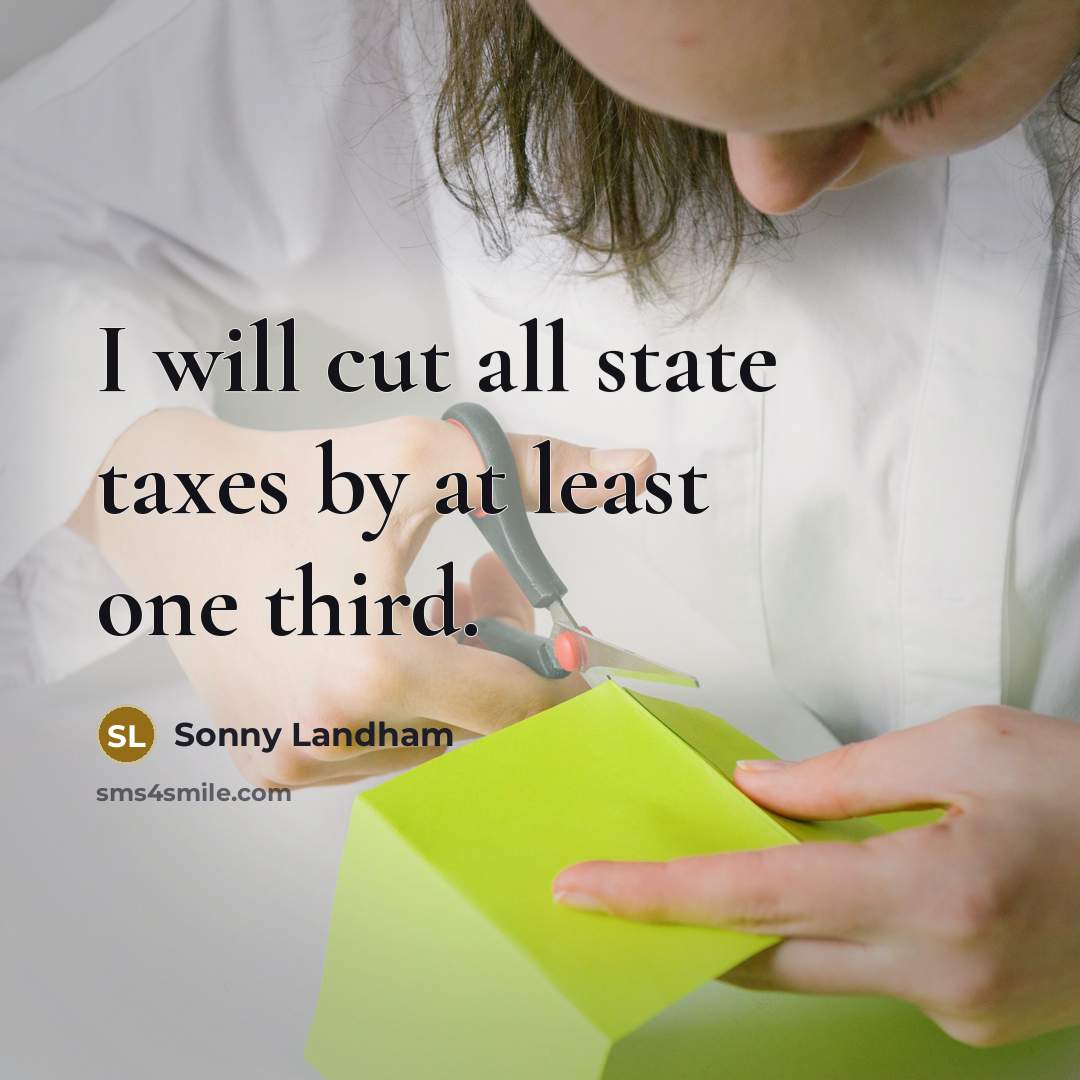 “I will cut all state taxes by at least one third.” quote by Sonny Landham