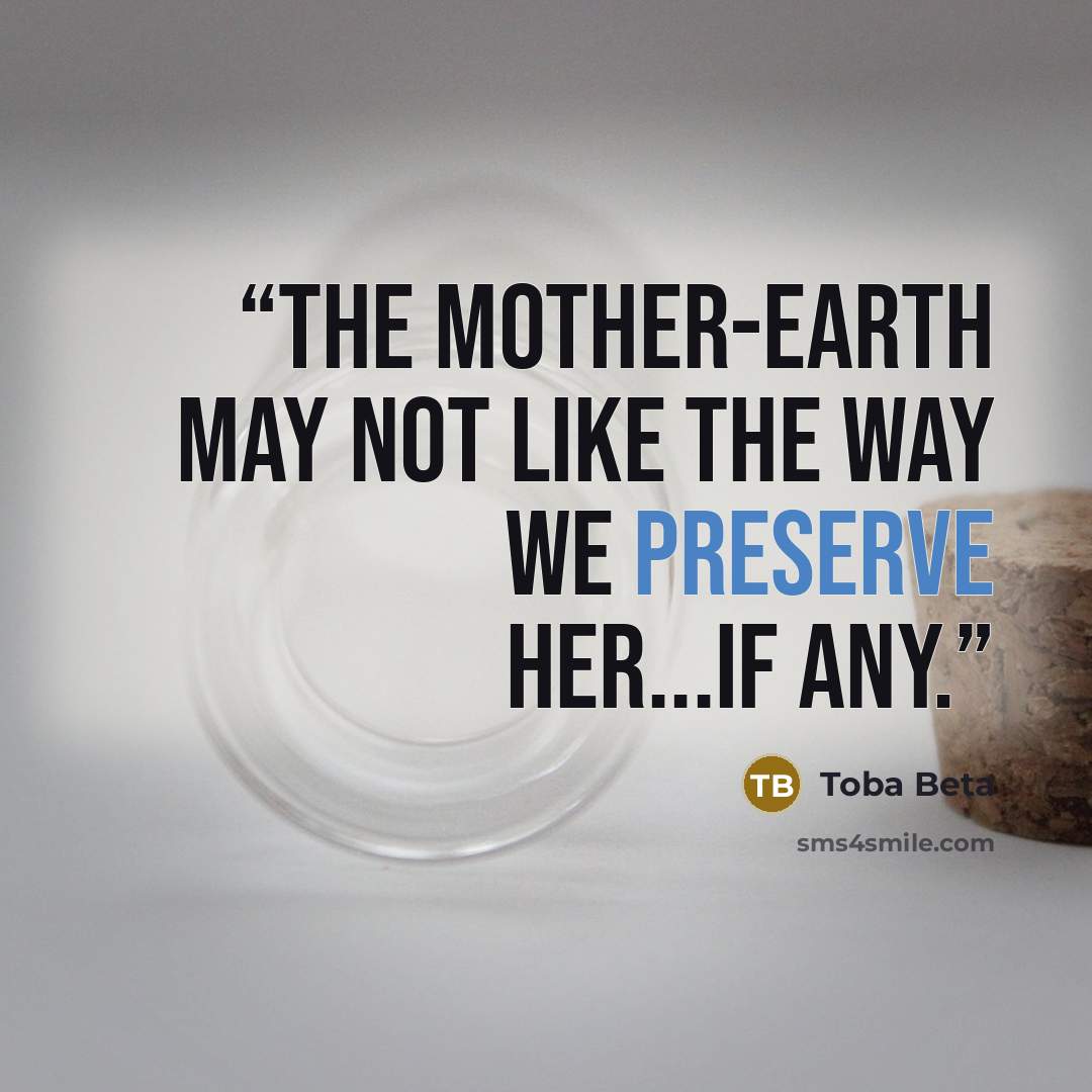 “The mother-earth may not like the way we preserve her...if any.” quote by Toba Beta