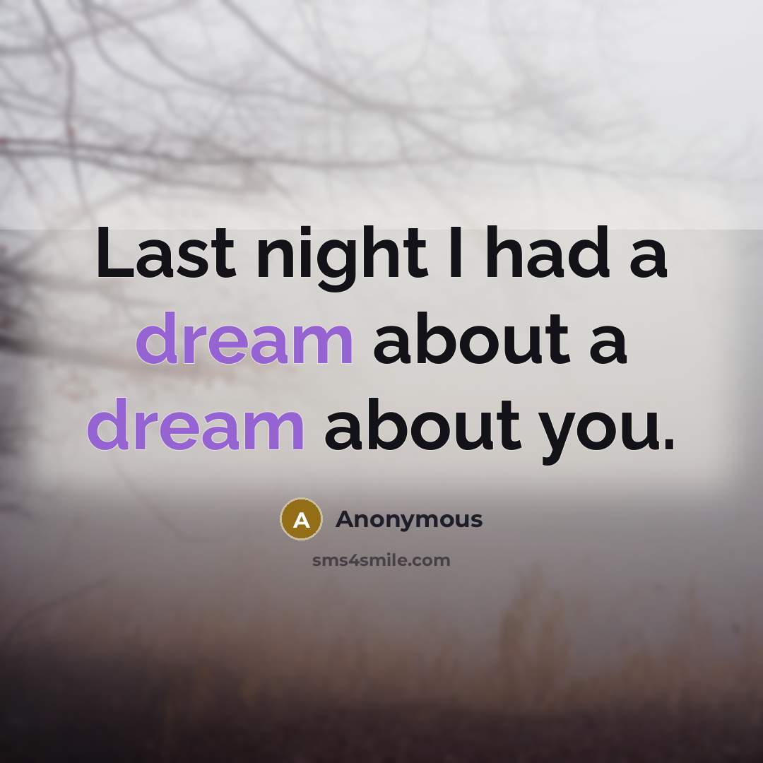 “Last night I had a dream about a dream about you.” quote by Anonymous