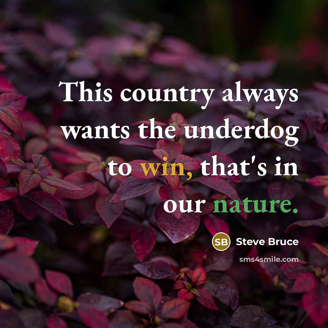 “This country always wants the underdog to win, that's in our nature.” quote by Steve Bruce
