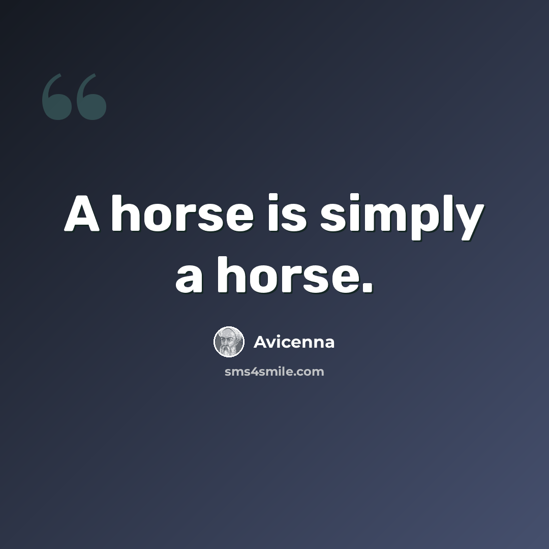 “A horse is simply a horse.” quote by Avicenna