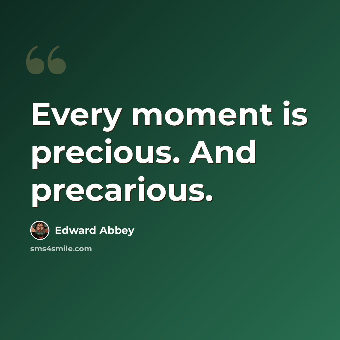 “Every moment is precious. And precarious.” quote by Edward Abbey