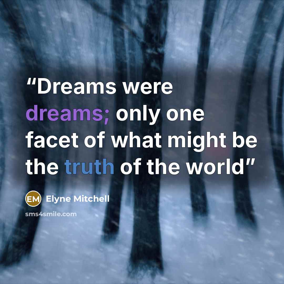 “Dreams were dreams; only one facet of what might be the truth of the world” quote by Elyne Mitchell