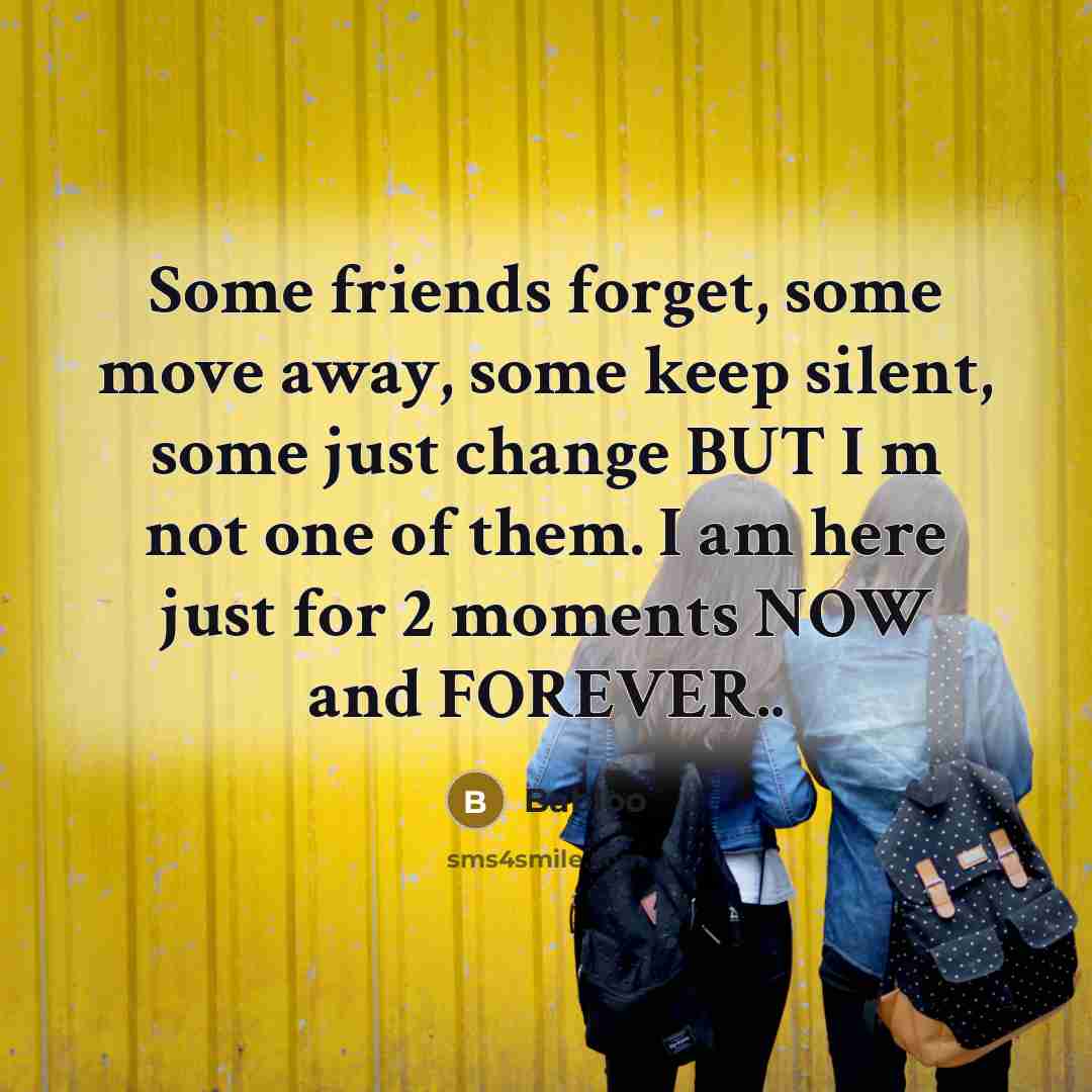 “Some friends forget, some move away, some keep silent, some just change BUT I m not one of them. I am here just for 2 moments NOW and FOREVER..” quote by Babloo