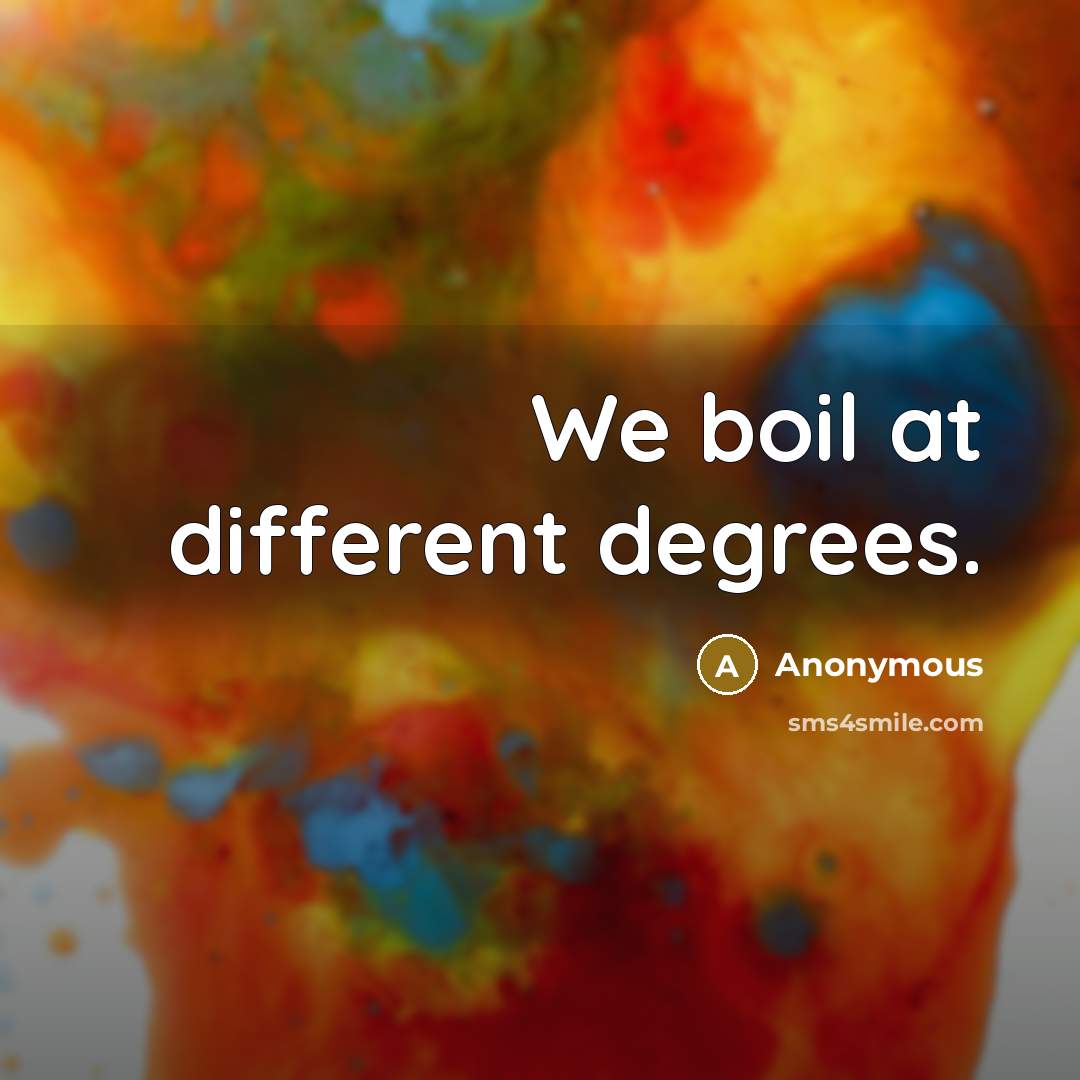 “We boil at different degrees.” quote by Anonymous
