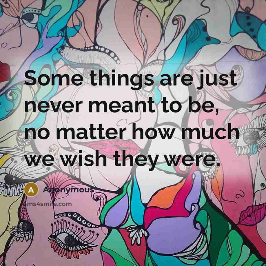 “Some things are just never meant to be, no matter how much we wish they were.” quote by Anonymous