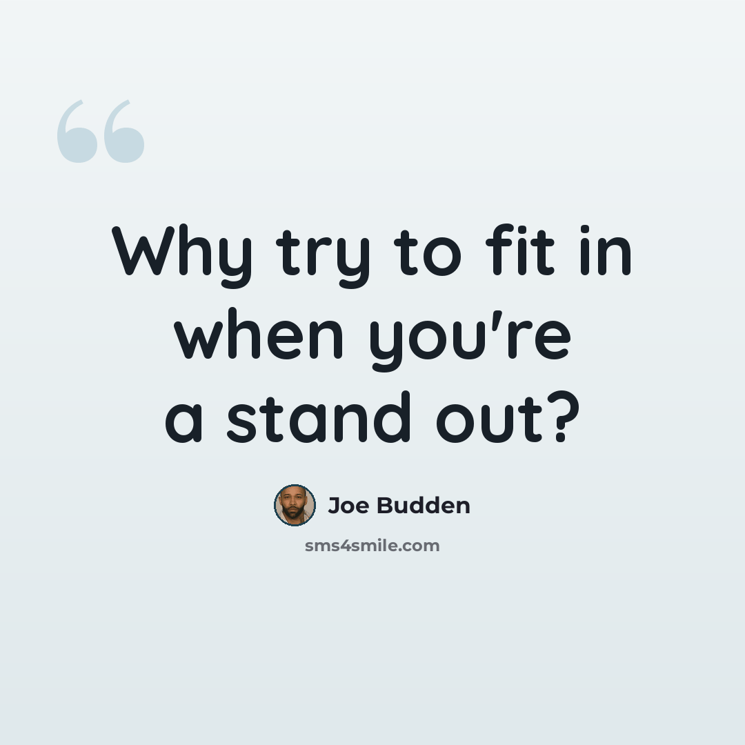 “Why try to fit in when you're a stand out?” quote by Joe Budden
