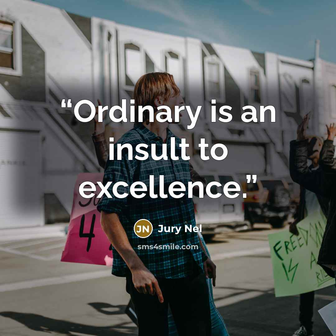 “Ordinary is an insult to excellence.” quote by Jury Nel