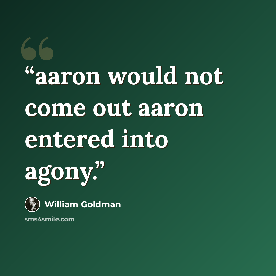 “aaron would not come out aaron entered into agony.” quote by William Goldman
