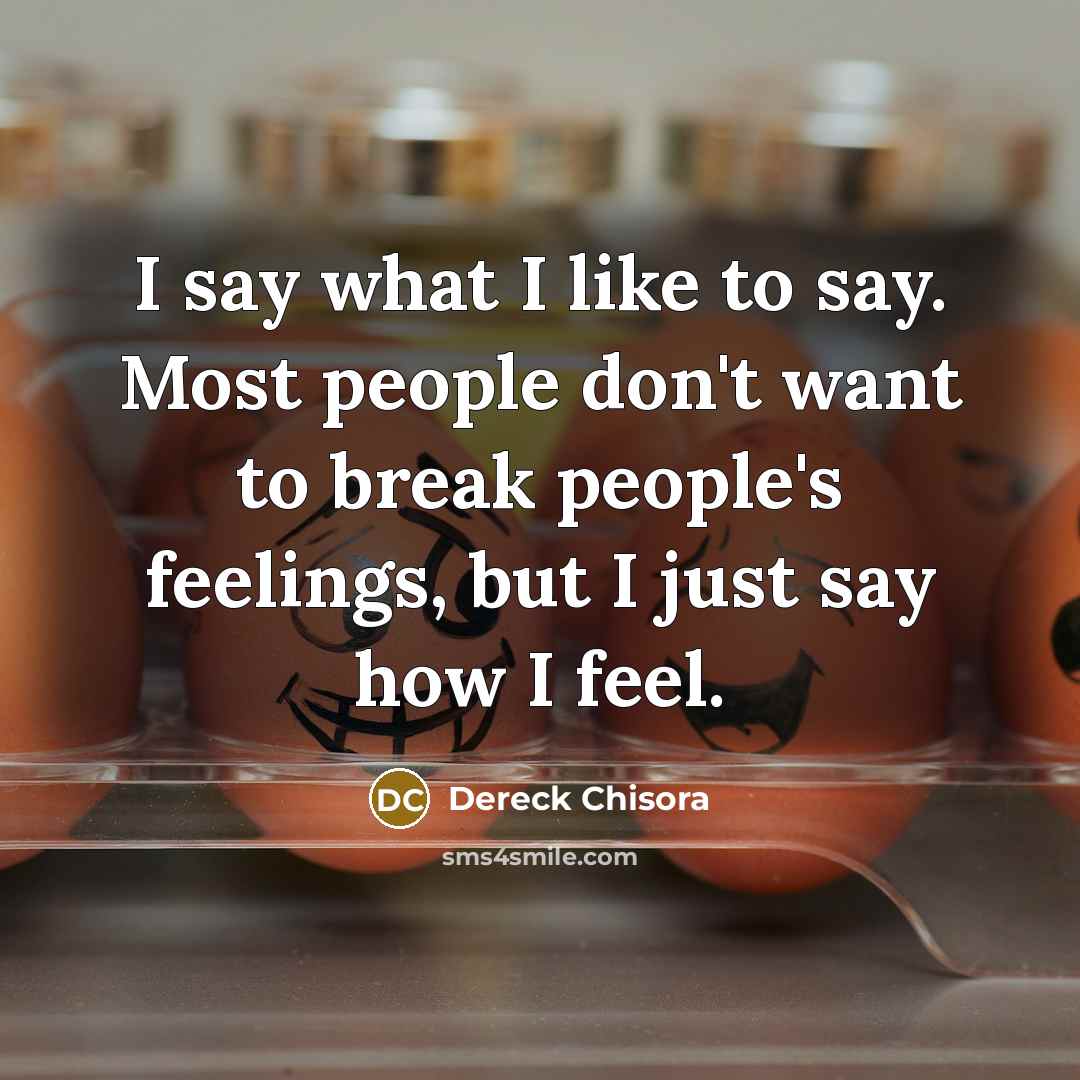 “I say what I like to say. Most people don't want to break people's feelings, but I just say how I feel.” quote by Dereck Chisora