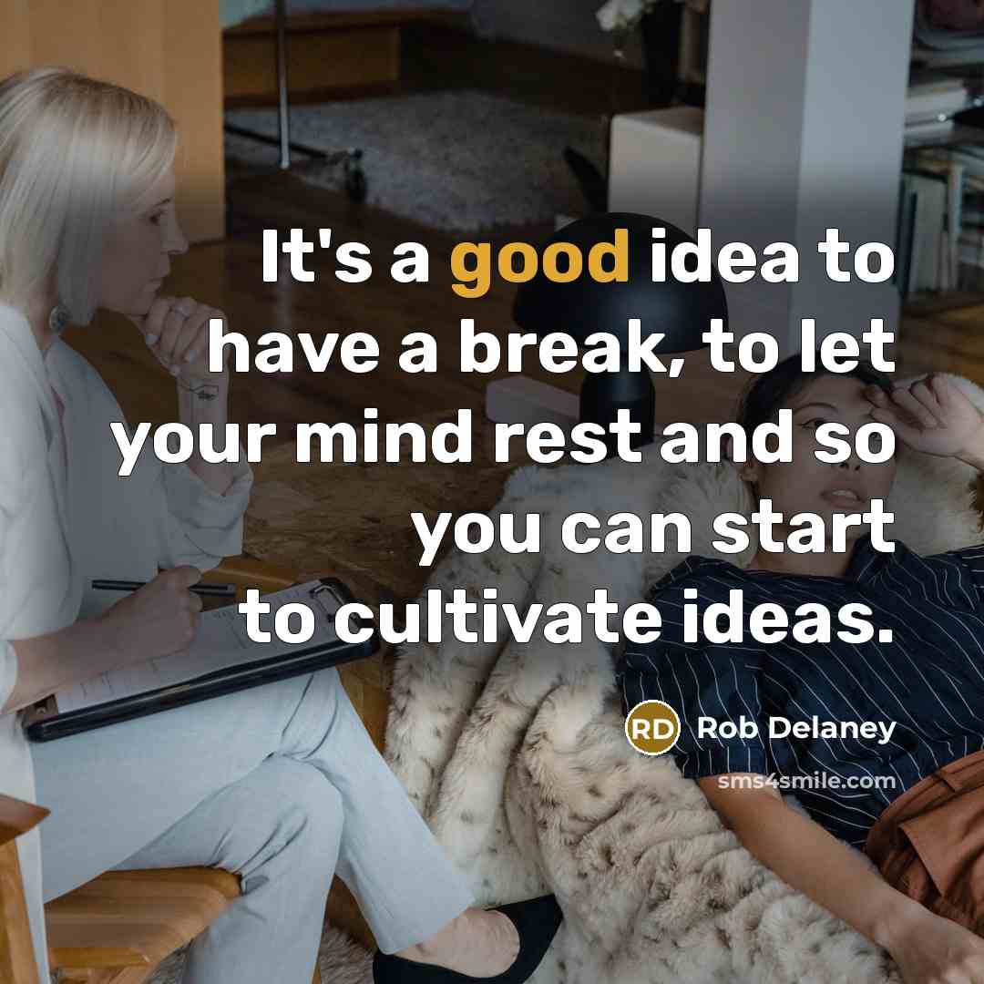 “It's a good idea to have a break, to let your mind rest and so you can start to cultivate ideas.” quote by Rob Delaney