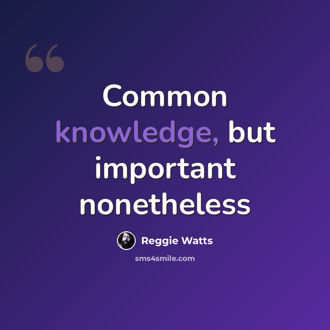 “Common knowledge, but important nonetheless” quote by Reggie Watts