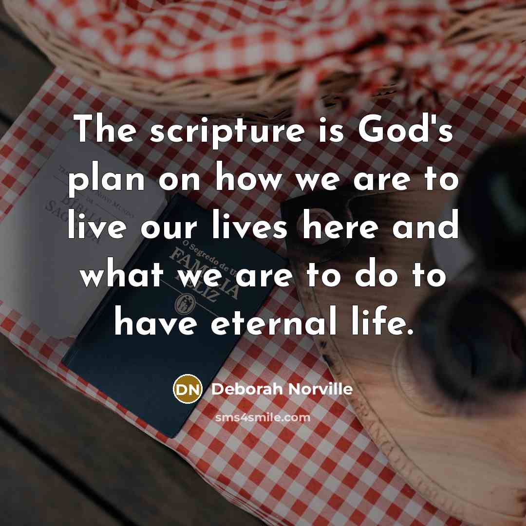 “The scripture is God's plan on how we are to live our lives here and what we are to do to have eternal life.” quote by Deborah Norville
