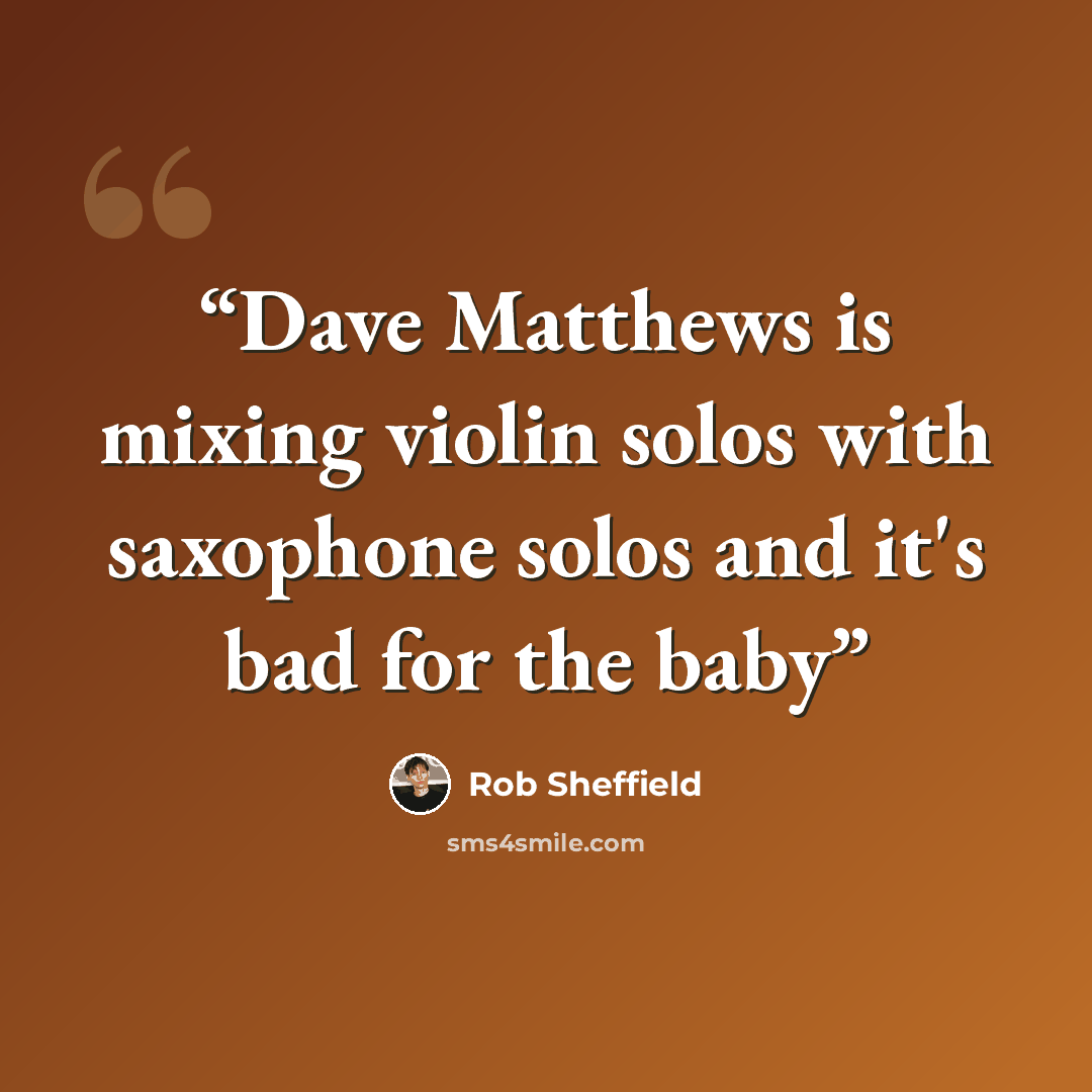 “Dave Matthews is mixing violin solos with saxophone solos and it's bad for the baby” quote by Rob Sheffield