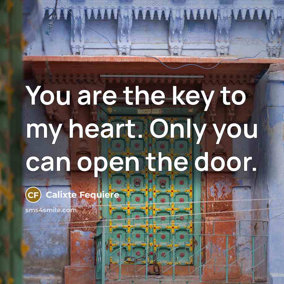 “You are the key to my heart. Only you can open the door.” quote by Calixte Fequiere