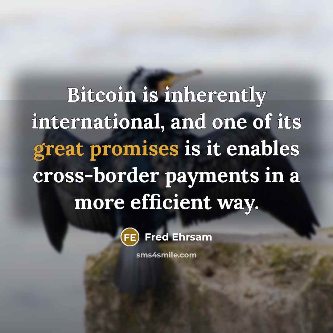 “Bitcoin is inherently international, and one of its great promises is it enables cross-border payments in a more efficient way.” quote by Fred Ehrsam