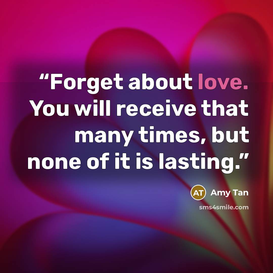 “Forget about love. You will receive that many times, but none of it is lasting.” quote by Amy Tan