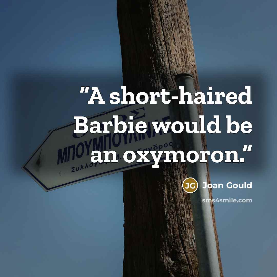 “A short-haired Barbie would be an oxymoron.” quote by Joan Gould