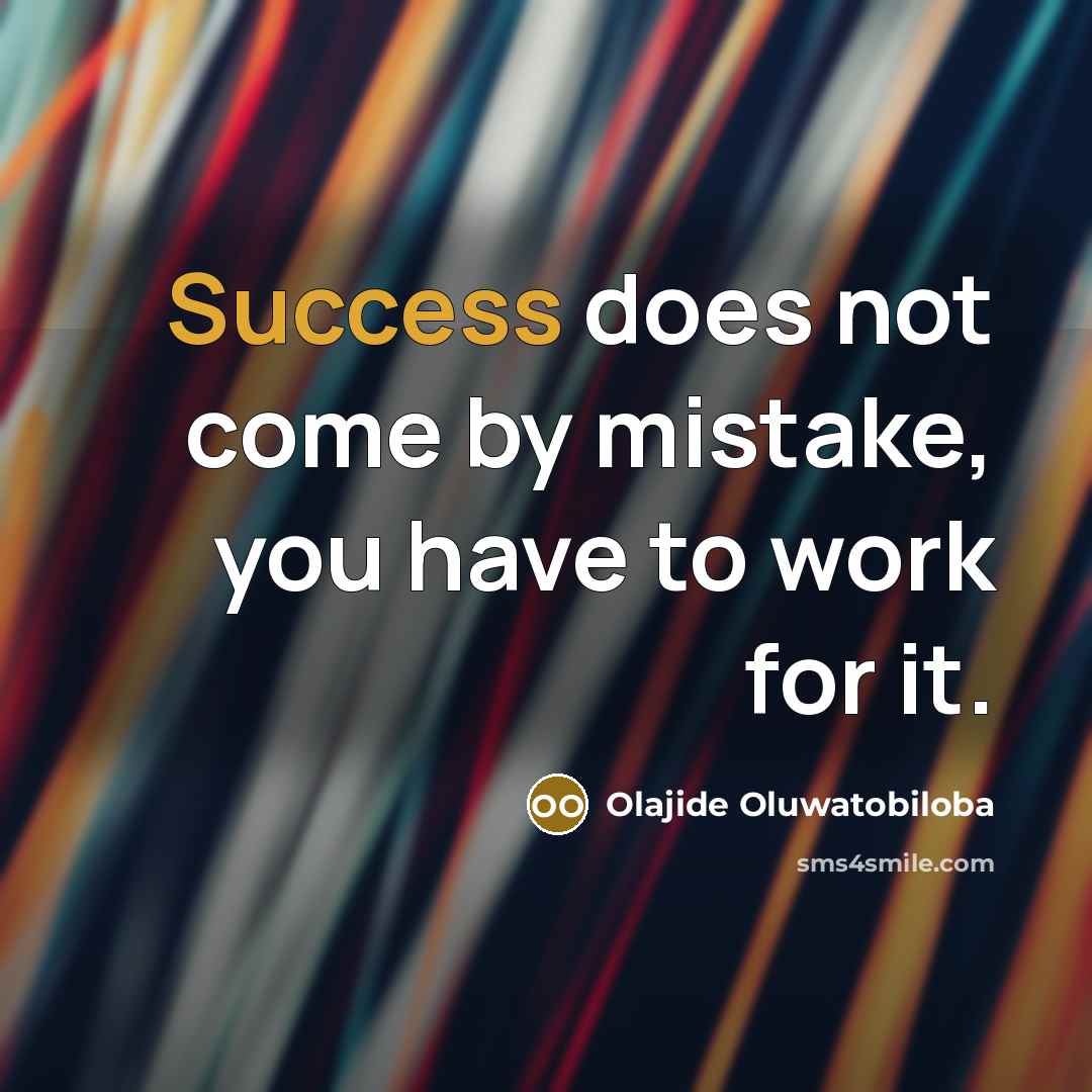 “Success does not come by mistake, you have to work for it.” quote by Olajide Oluwatobiloba