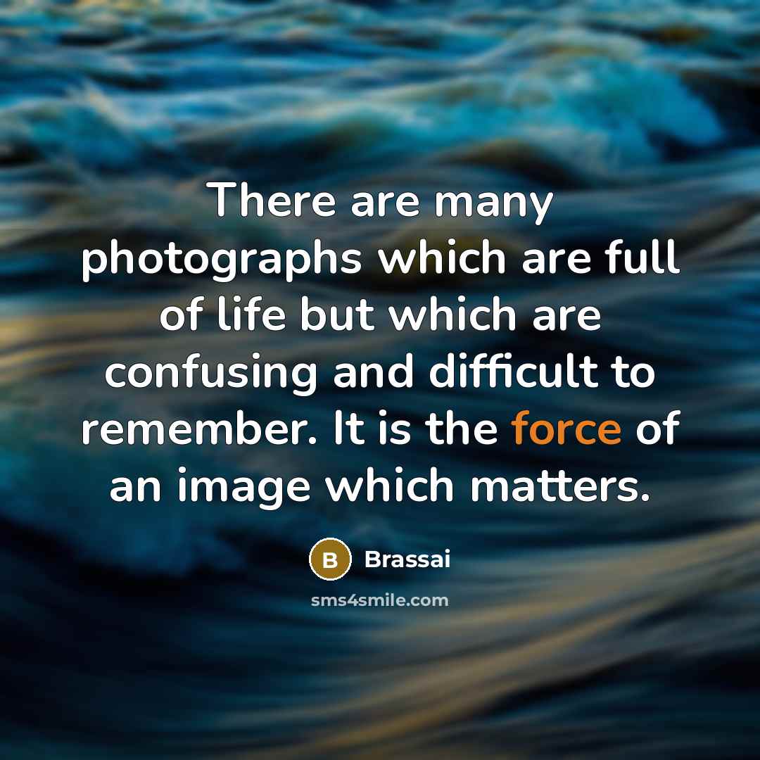 “There are many photographs which are full of life but which are confusing and difficult to remember. It is the force of an image which matters.” quote by Brassai