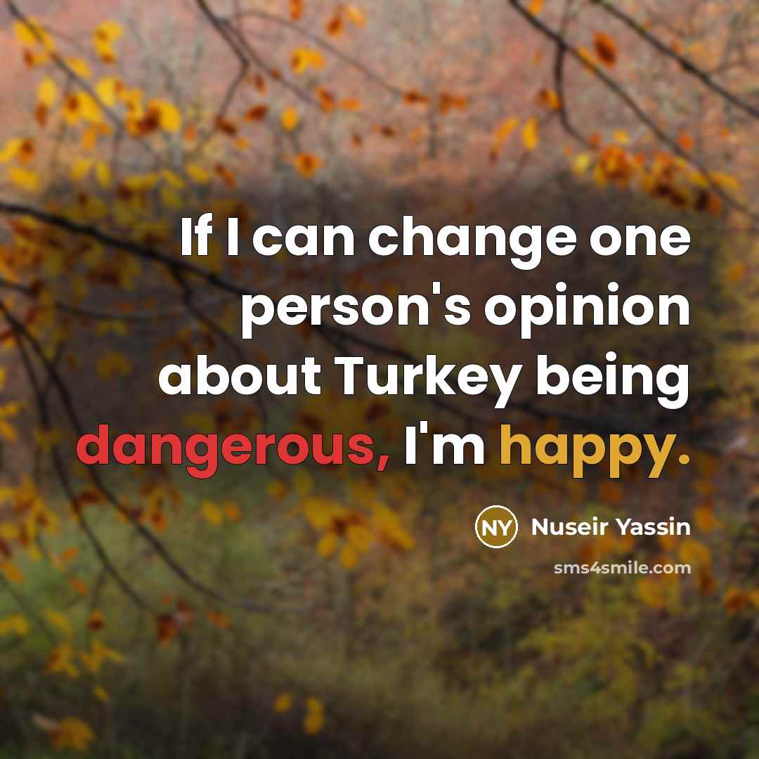 “If I can change one person's opinion about Turkey being dangerous, I'm happy.” quote by Nuseir Yassin