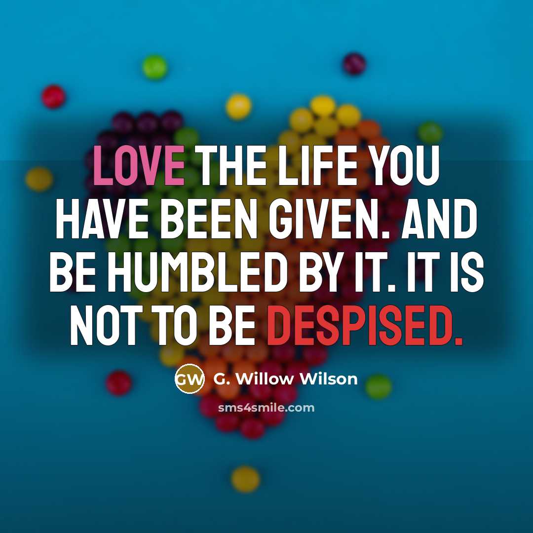 “Love the life you have been given. And be humbled by it. It is not to be despised.” quote by G. Willow Wilson