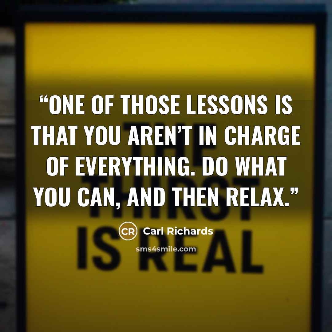 “One of those lessons is that you aren’t in charge of everything. Do what you can, and then relax.” quote by Carl Richards